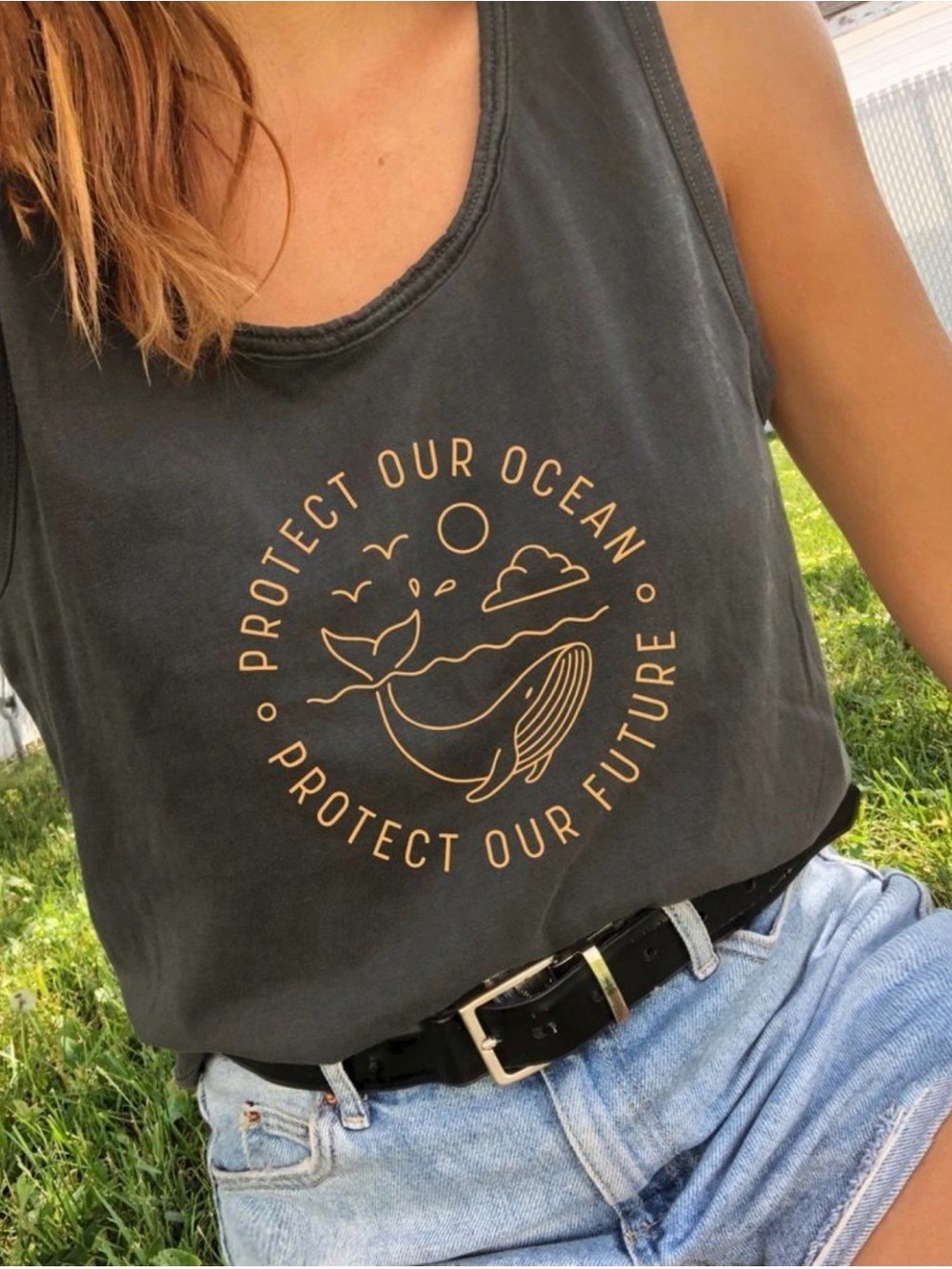 Protect Our Ocean Tank Top - Charcoal
